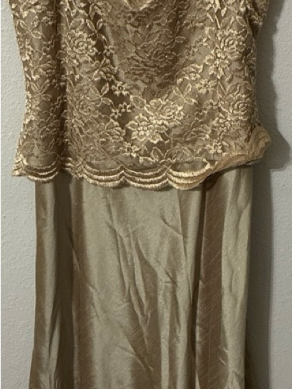 Coldwater creek Elegant Lace Overlay dress in Champagne with new matching jacket